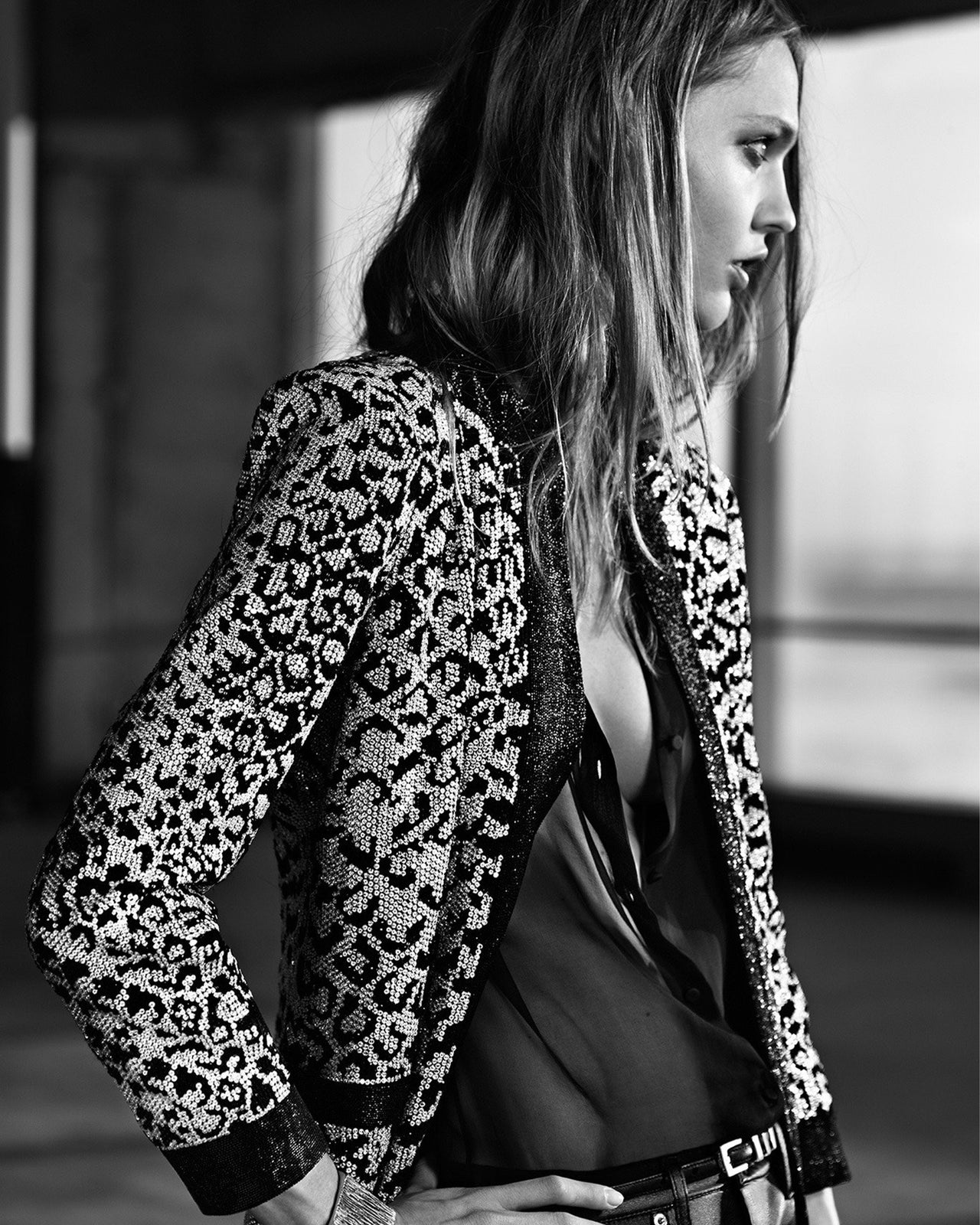 Saint Laurent by Heidi Slimane Resort 2014 Glittered Animal Print Cardigan