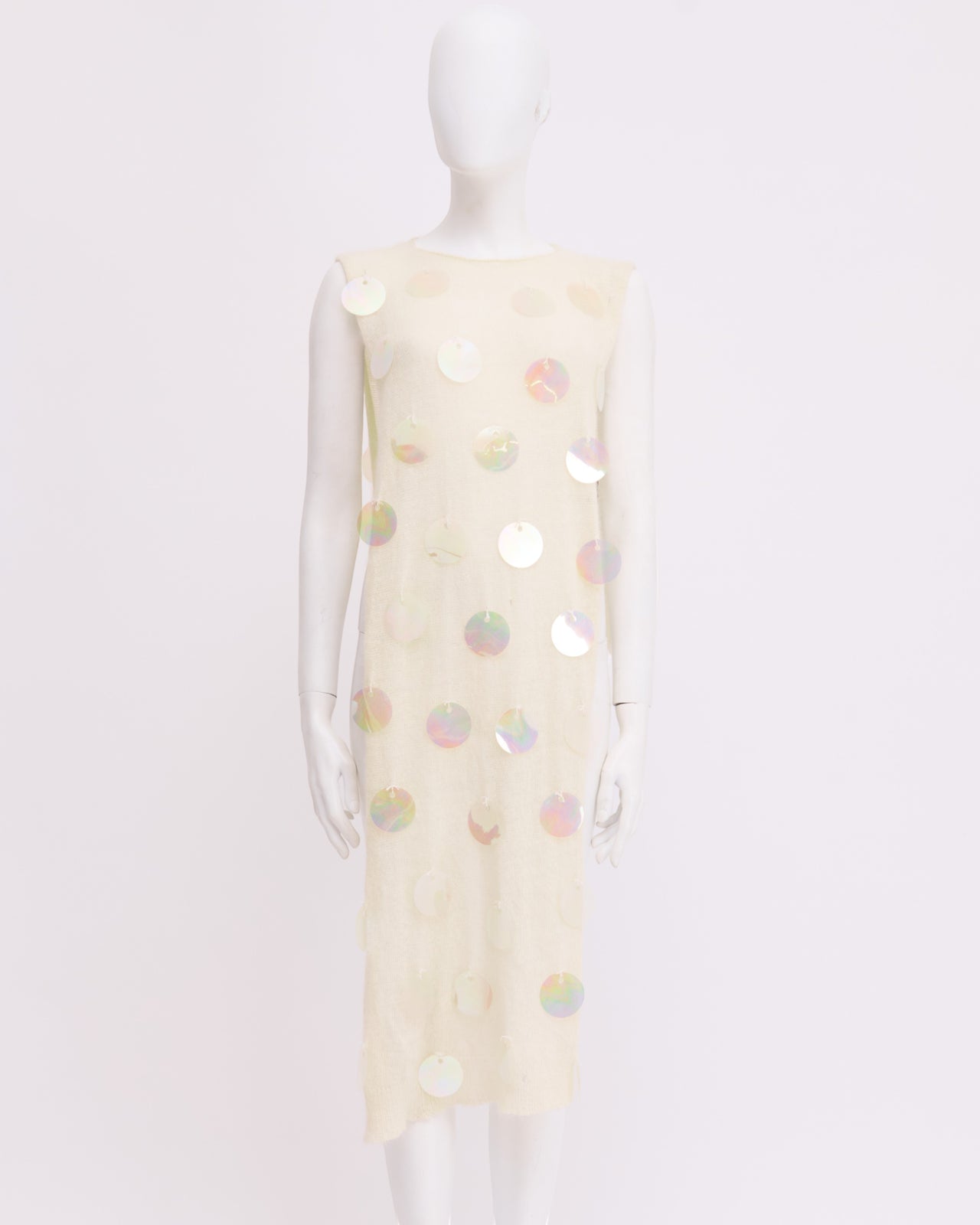 Maison Martin Margiela F/W 2000 Silk Knit White Embellished Tunic