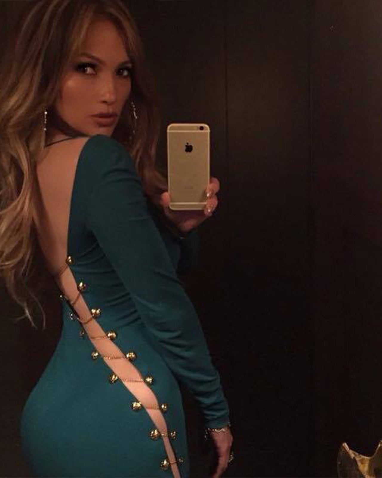Emilio Pucci Teal evening dress with gold embellishment