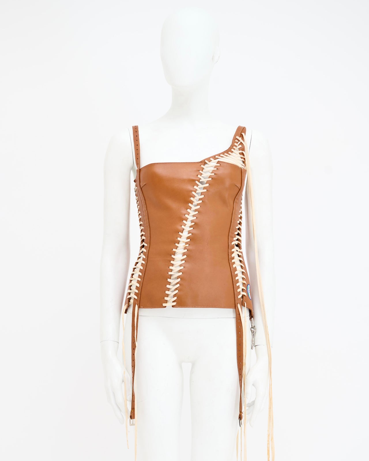 Dolce&Gabbana S/S 2003 Tobacco Leather Laced Up Corset