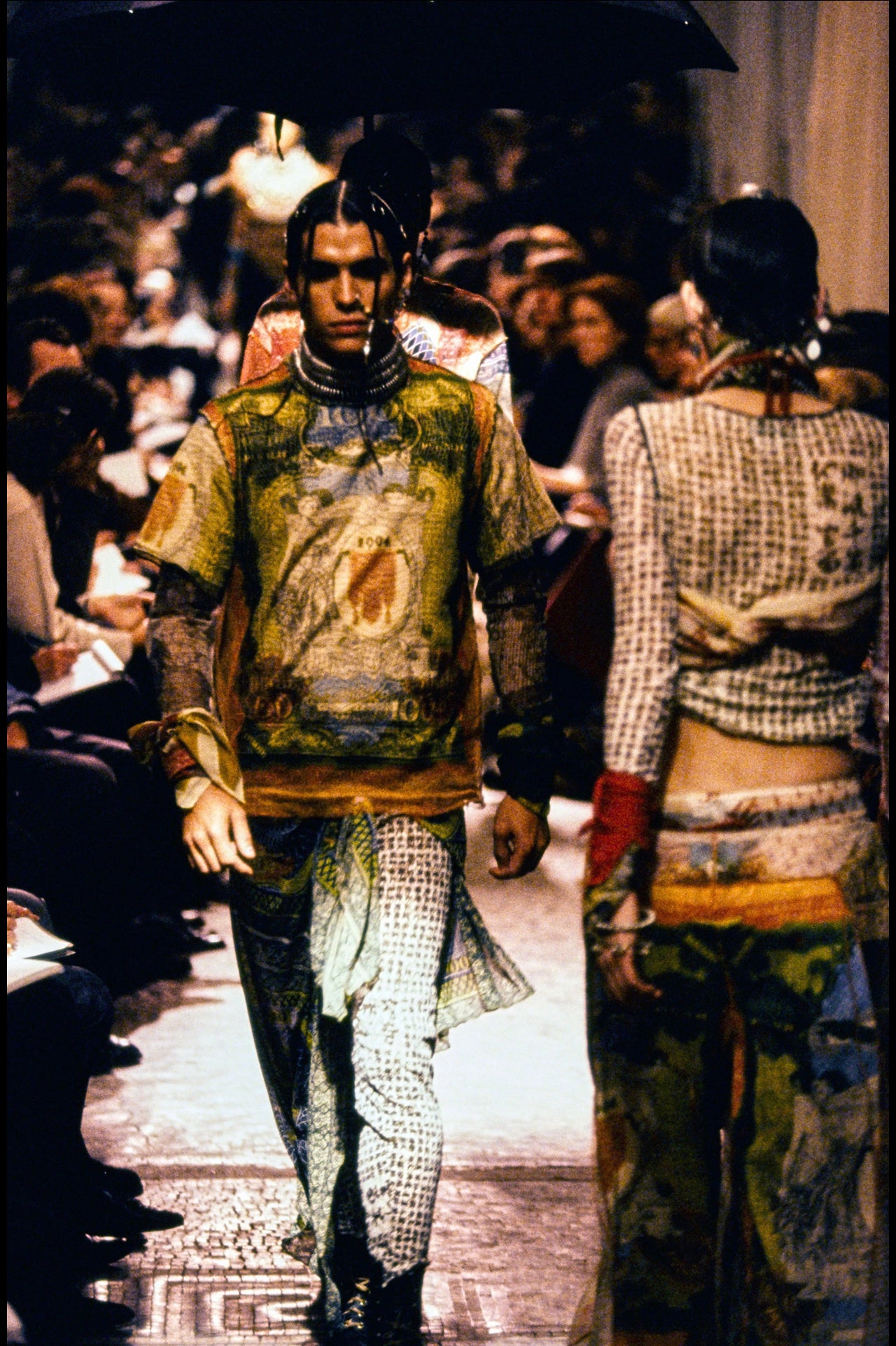 Jean Paul Gaultier S/S 1994 “Les Tatouages” baroque sculptures money dollar t-shirt and pants set