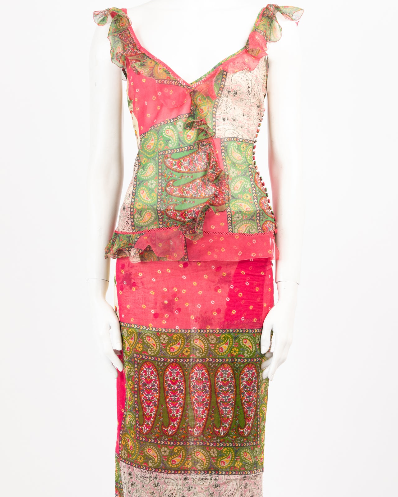 Christian Dior by John Galliano Spring 2004 Silk & Cotton Paisley Skirt set