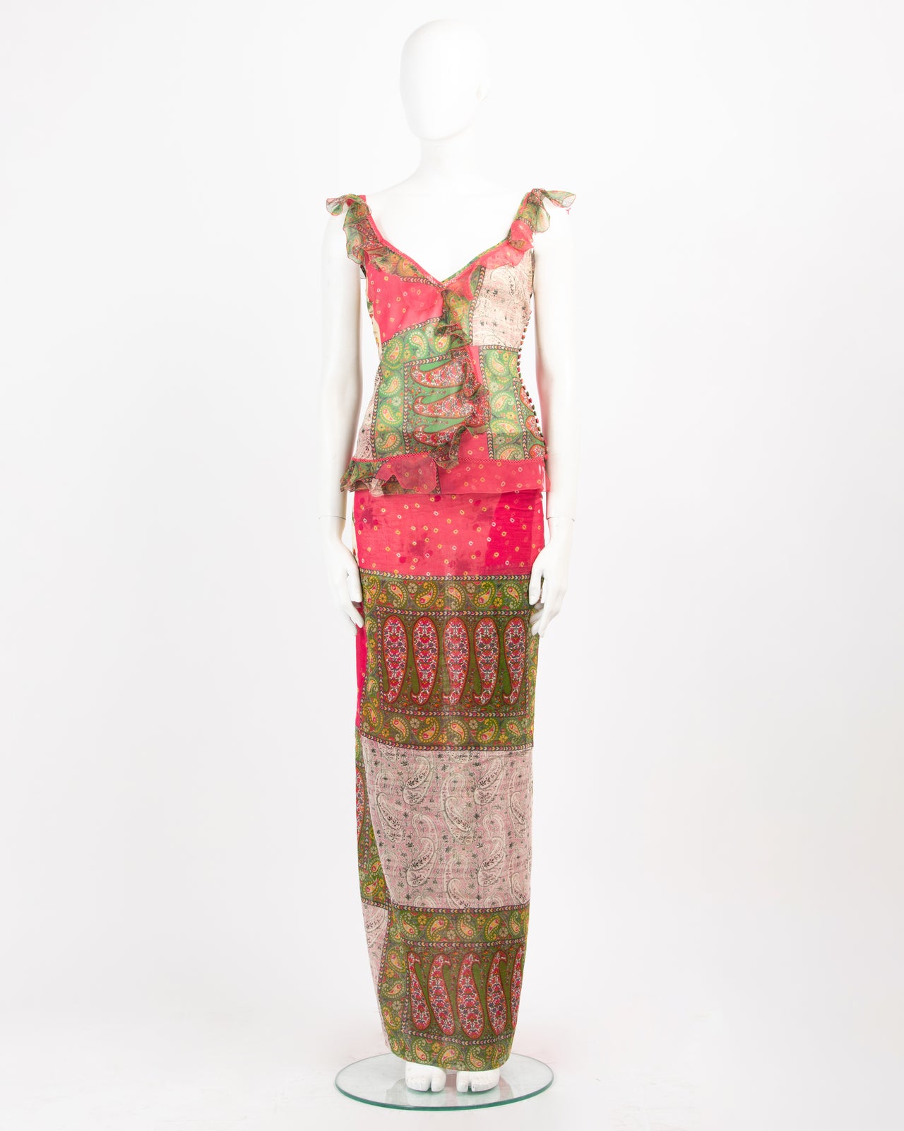 Christian Dior by John Galliano Spring 2004 Silk & Cotton Paisley Skirt set