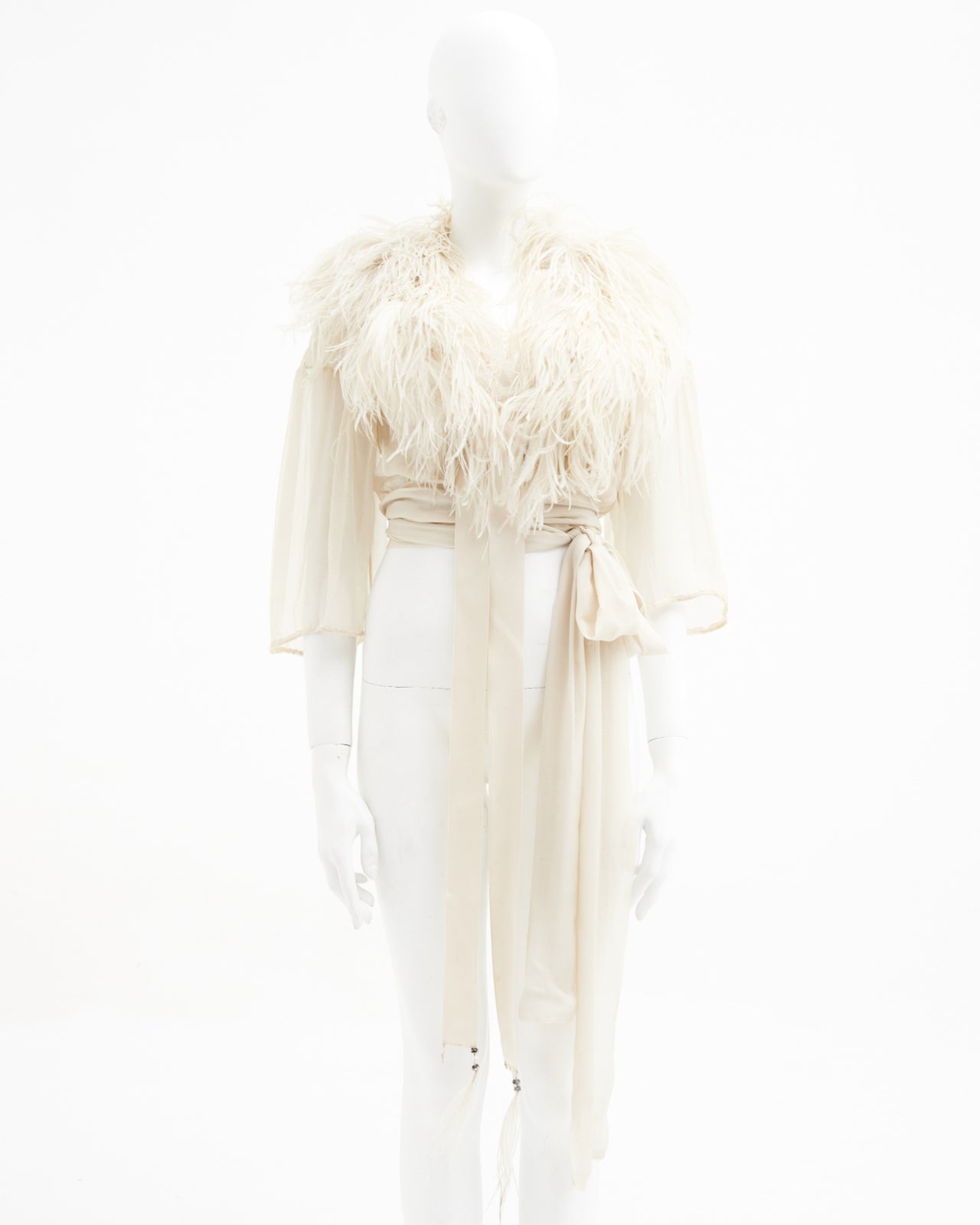 Yves Saint Laurent F/W 1968-69 white silk feather top