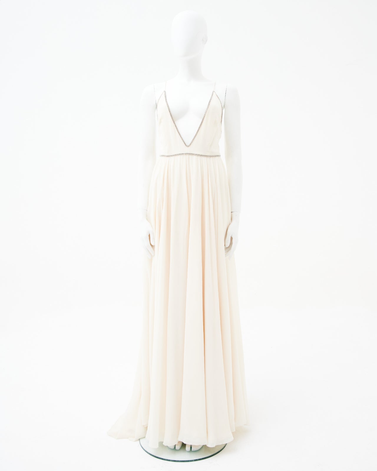 Saint Laurent by Hedi Slimane 2015 “Sample” Embellished White Long Dress
