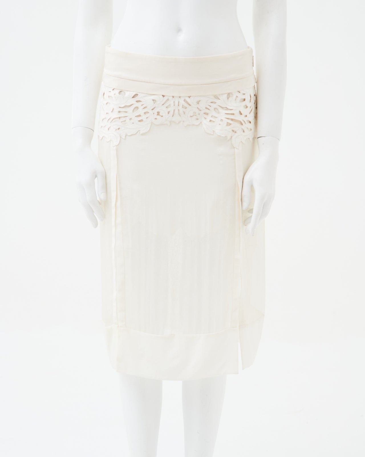 Roberto Cavalli S/S 2013 White Geometric Silk Skirt