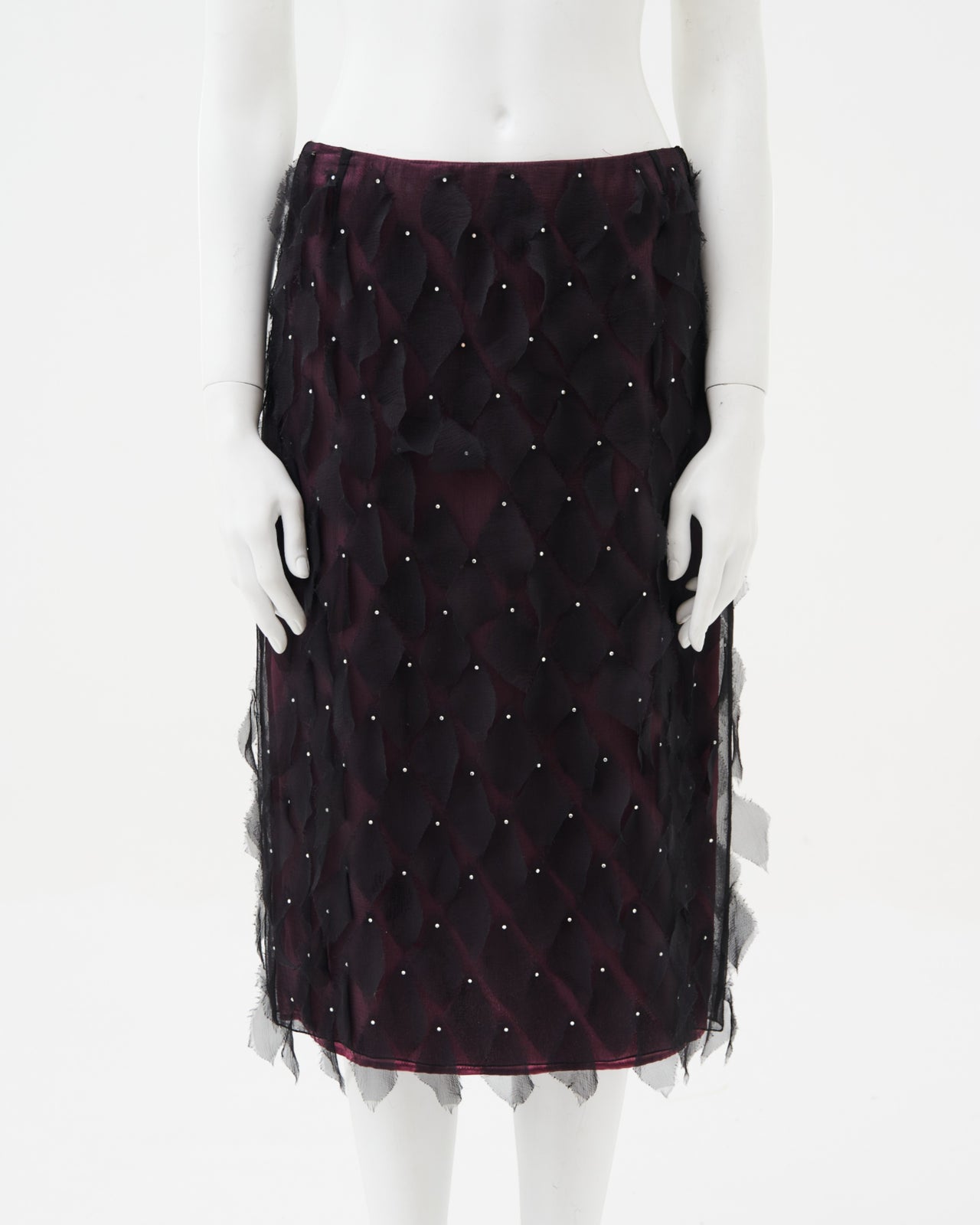 Gianni Versace Couture F/W 1998 Embellished Purple Silk Skirt