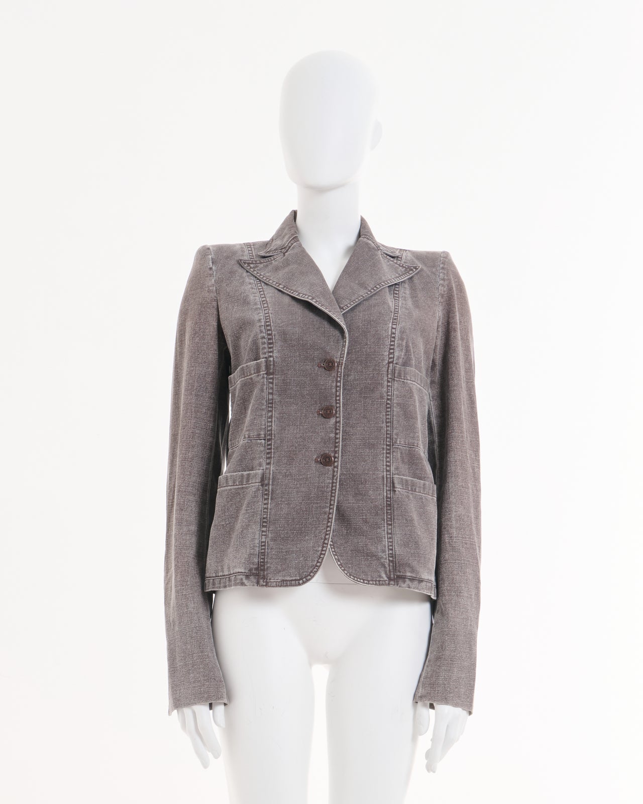 Chanel by Karl Lagerfeld S/S 2002 Brown slater denim jacket 