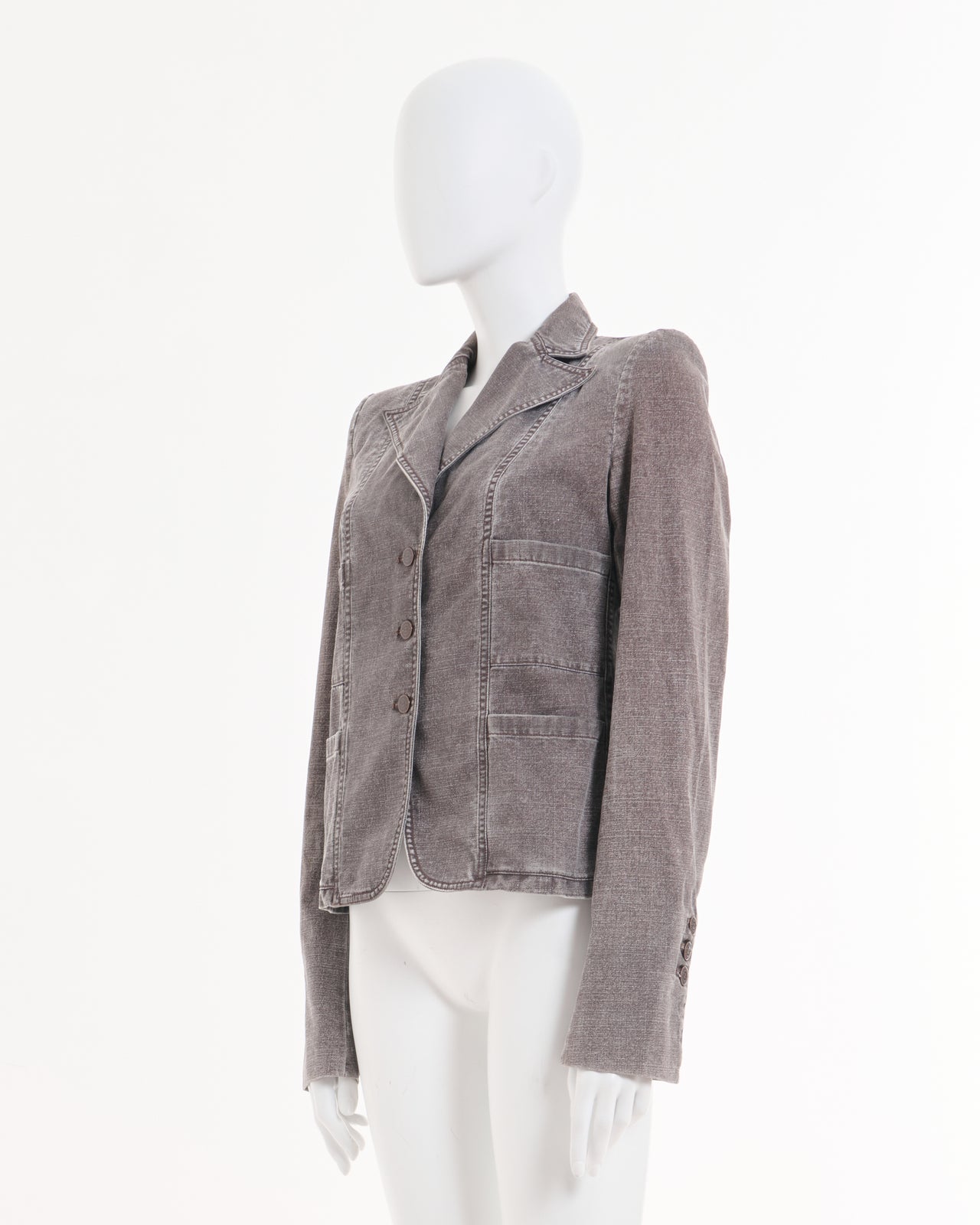 Chanel by Karl Lagerfeld S/S 2002 Brown slater denim jacket 