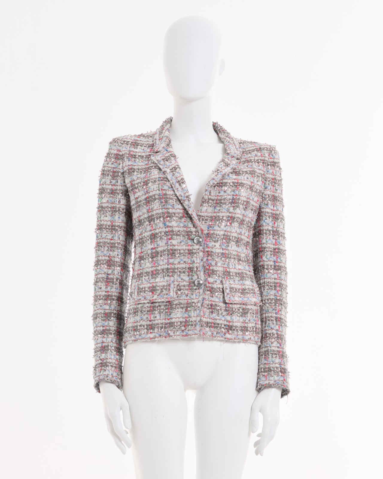 Chanel by Karl Lagerfeld S/S 2005 Multicolor ribbon boucle jacket