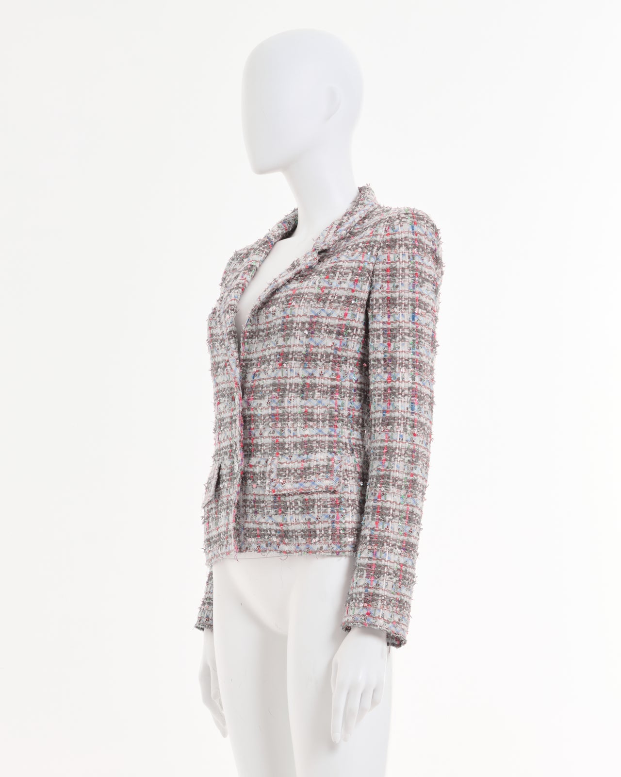 Chanel by Karl Lagerfeld S/S 2005 Multicolor ribbon boucle jacket