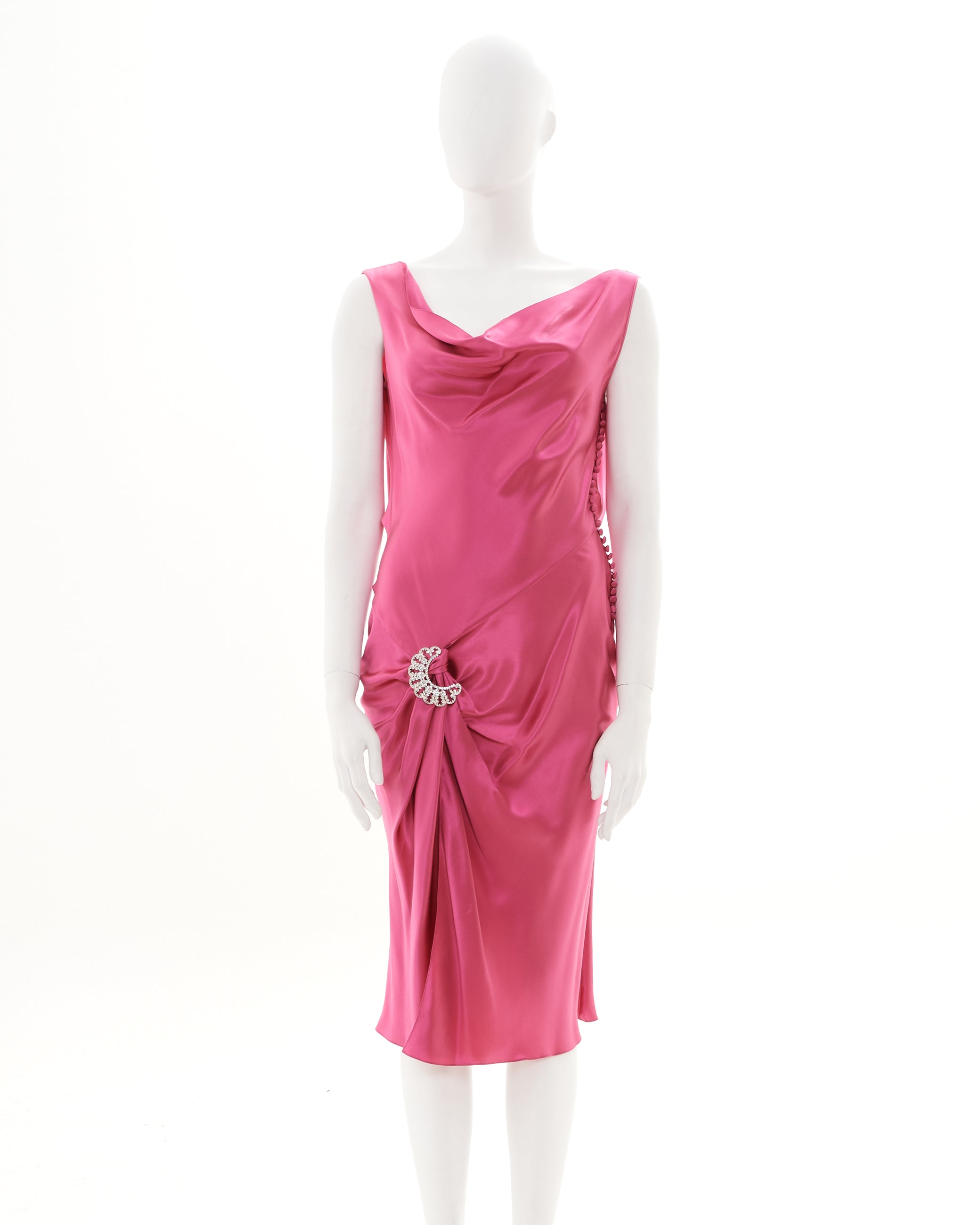 Christian Dior by John Galliano S/S 2004 Pink Silk Satin High Bias But - Skof Archive Christian Dior by John Galliano S/S 2004 Pink Silk Satin High Bias But - Skof Archive