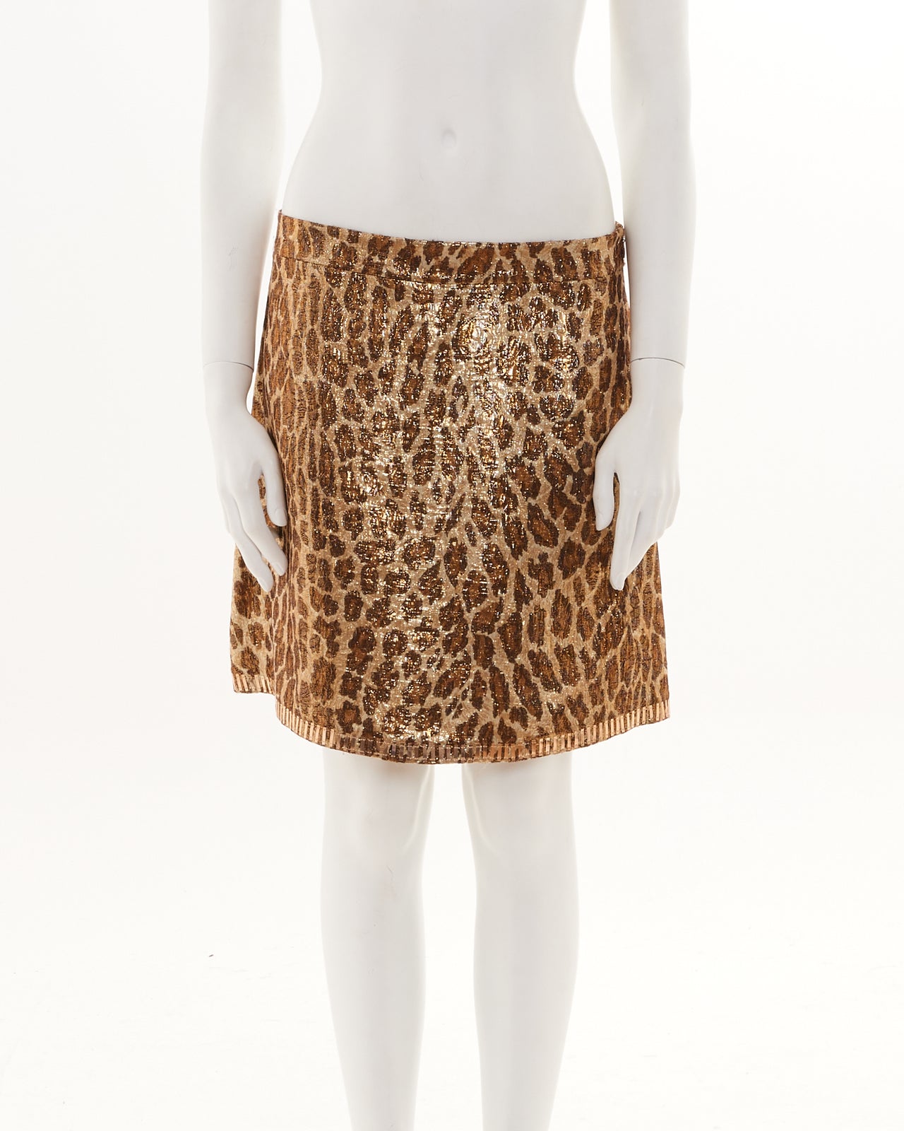 Blumarine Animalier Mini Skirt with Lace Details and Applications