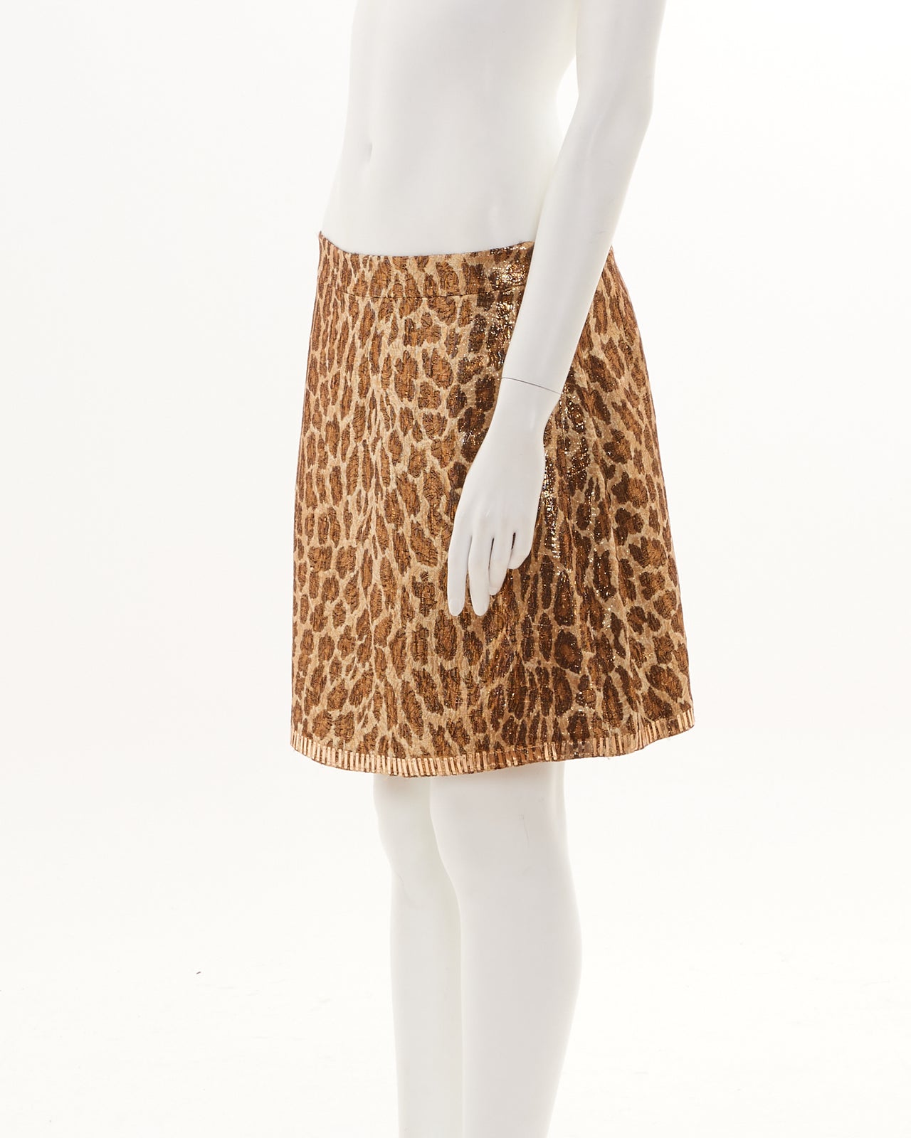 Blumarine Animalier Mini Skirt with Lace Details and Applications