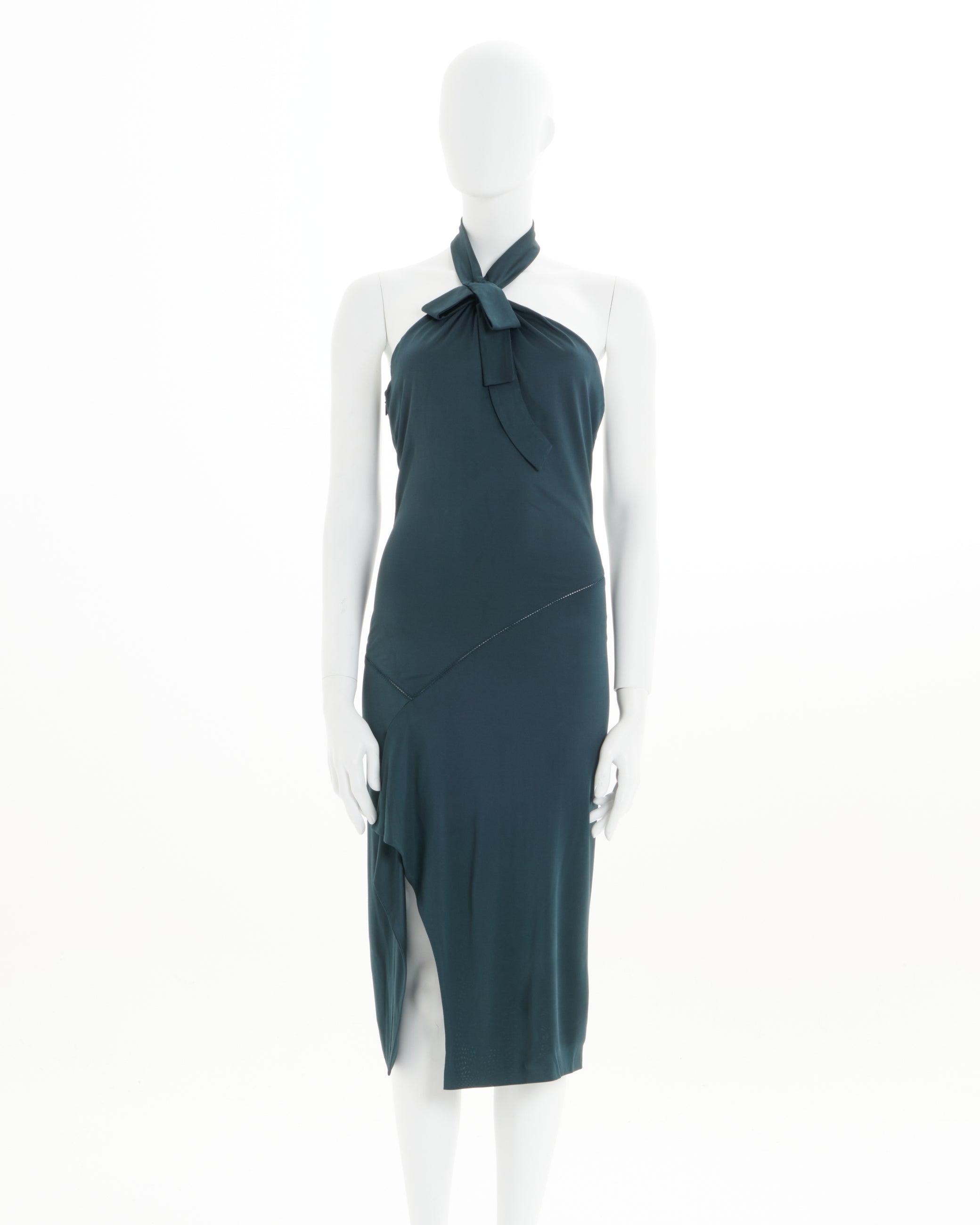 Gucci by Alessandra Facchinetti F/W 2005 Green lycra halter cocktail d - Skof Archive Gucci by Alessandra Facchinetti F/W 2005 Green lycra halter cocktail d - Skof Archive
