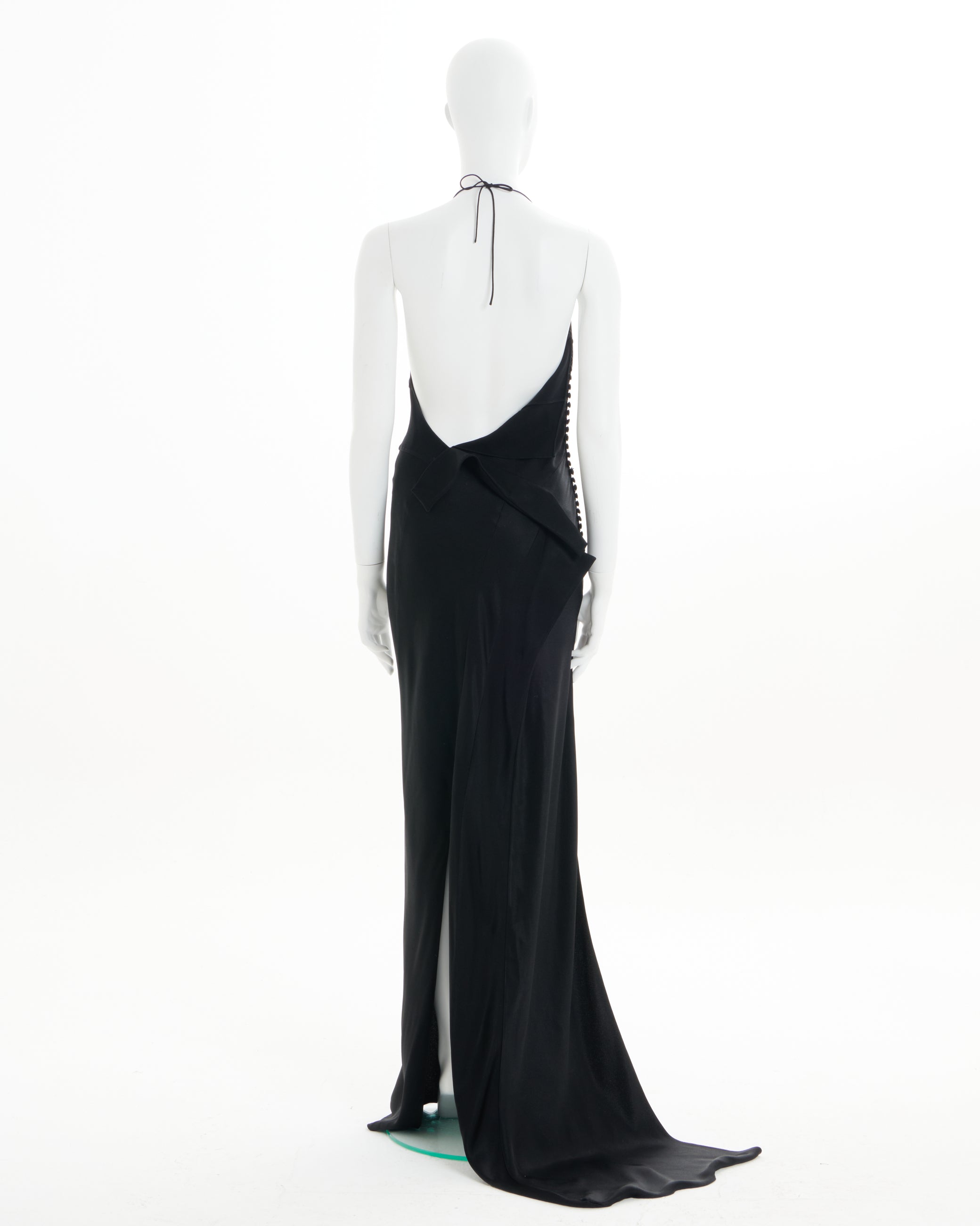 Christian Dior by John Galliano F/W 2000 Black bias-cut satin halterne - Skof Archive Christian Dior by John Galliano F/W 2000 Black bias-cut satin halterne - Skof Archive