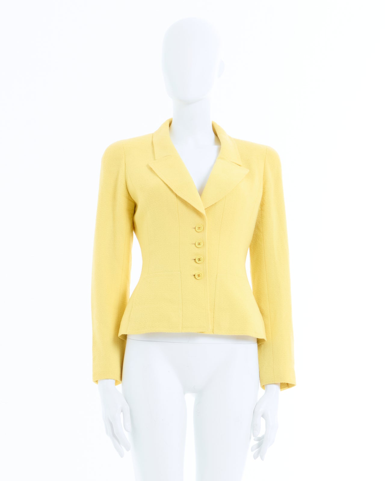 Chanel by Karl Lagerfeld S/S 1997 Yellow CC logo fitted jacket 