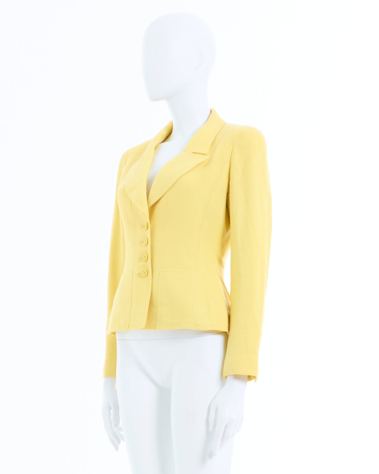 Chanel by Karl Lagerfeld S/S 1997 Yellow CC logo fitted jacket 