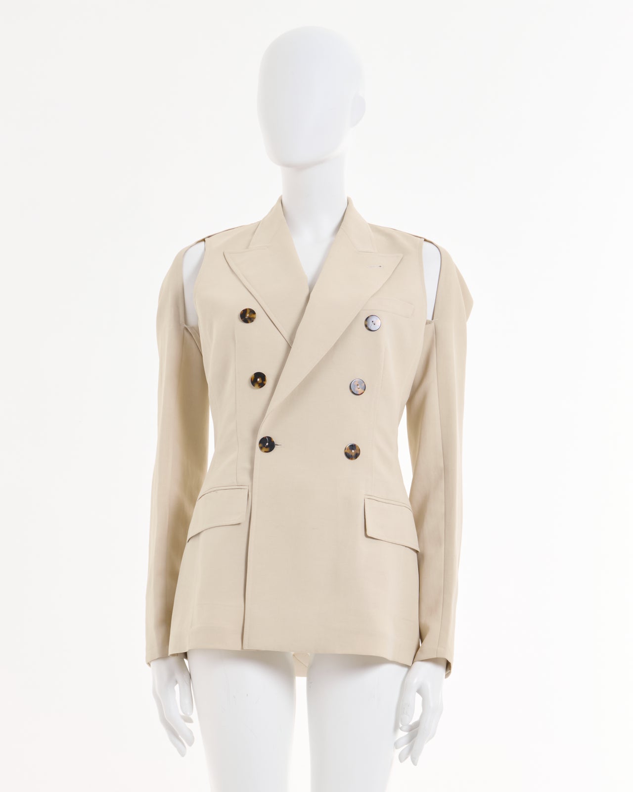 Jean Paul Gaultier F/W 1997 Cream linen double breasted blazer two pieces jacket