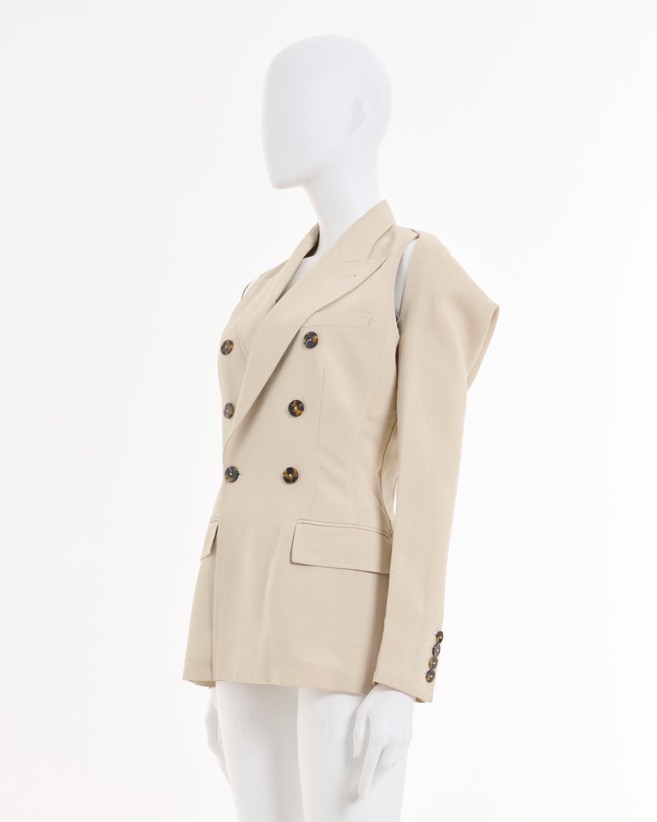 Jean Paul Gaultier F/W 1997 Cream linen double breasted blazer two pieces jacket