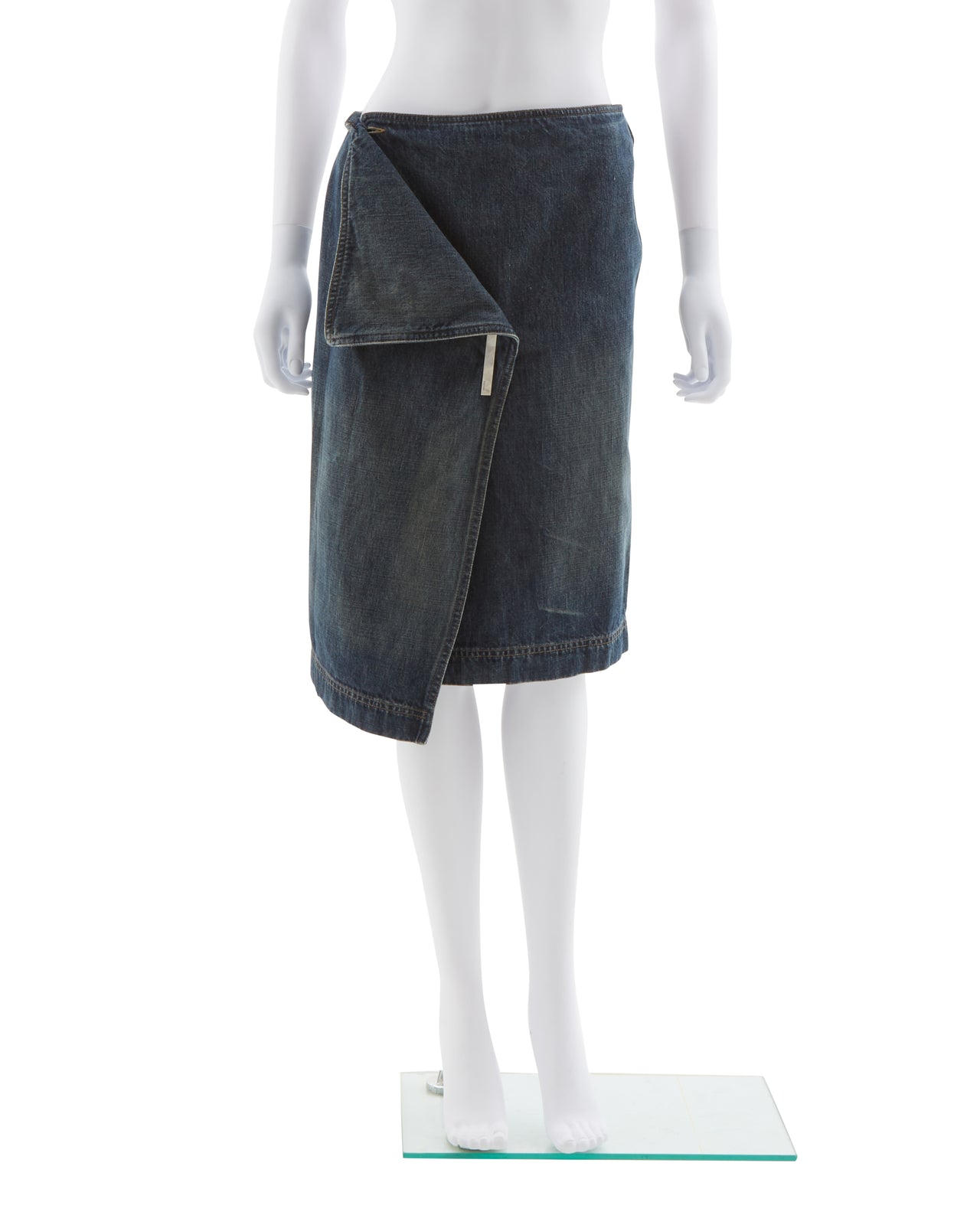 Gucci S/S 2000 Pin denim wrap skirt indigo