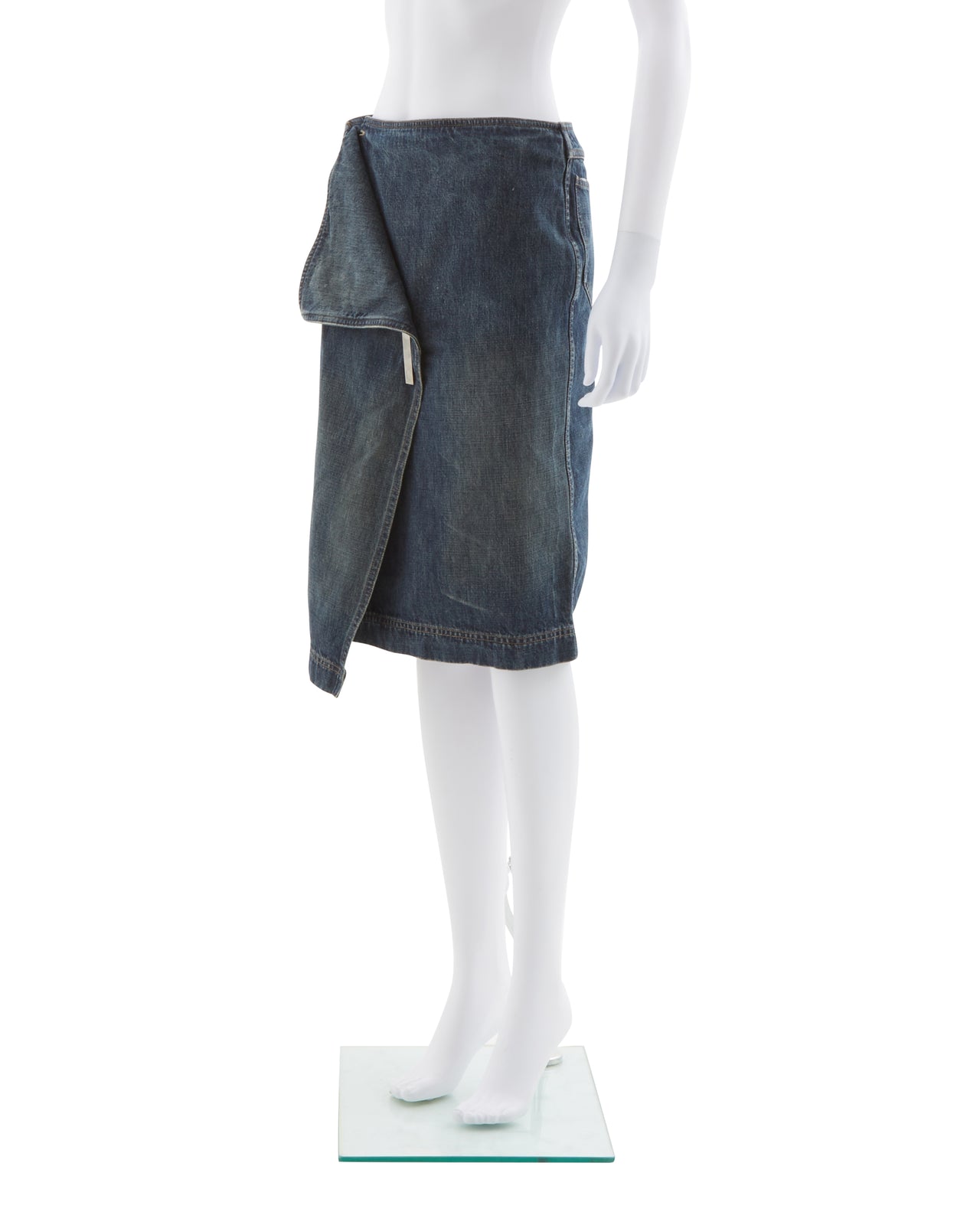 Gucci S/S 2000 Pin denim wrap skirt indigo