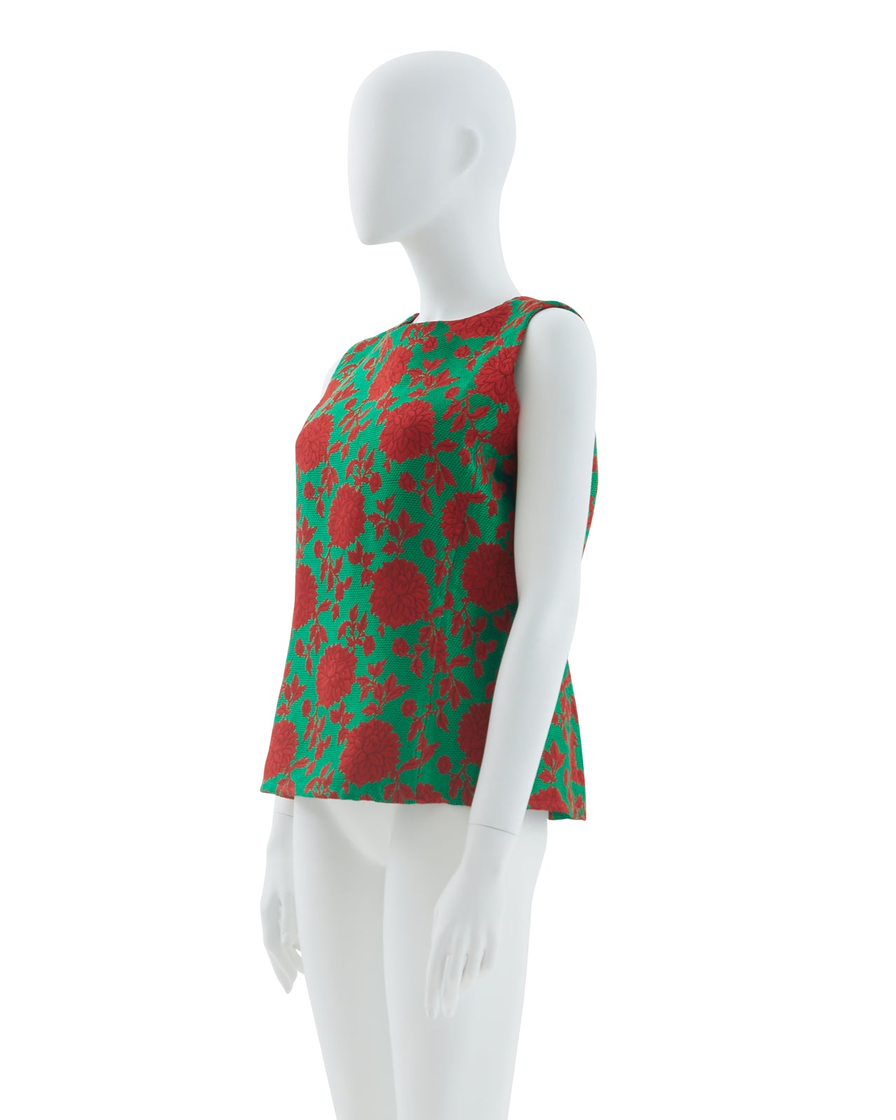 Yves Saint Laurent F/W 1991 Green and red sleeveless floral top