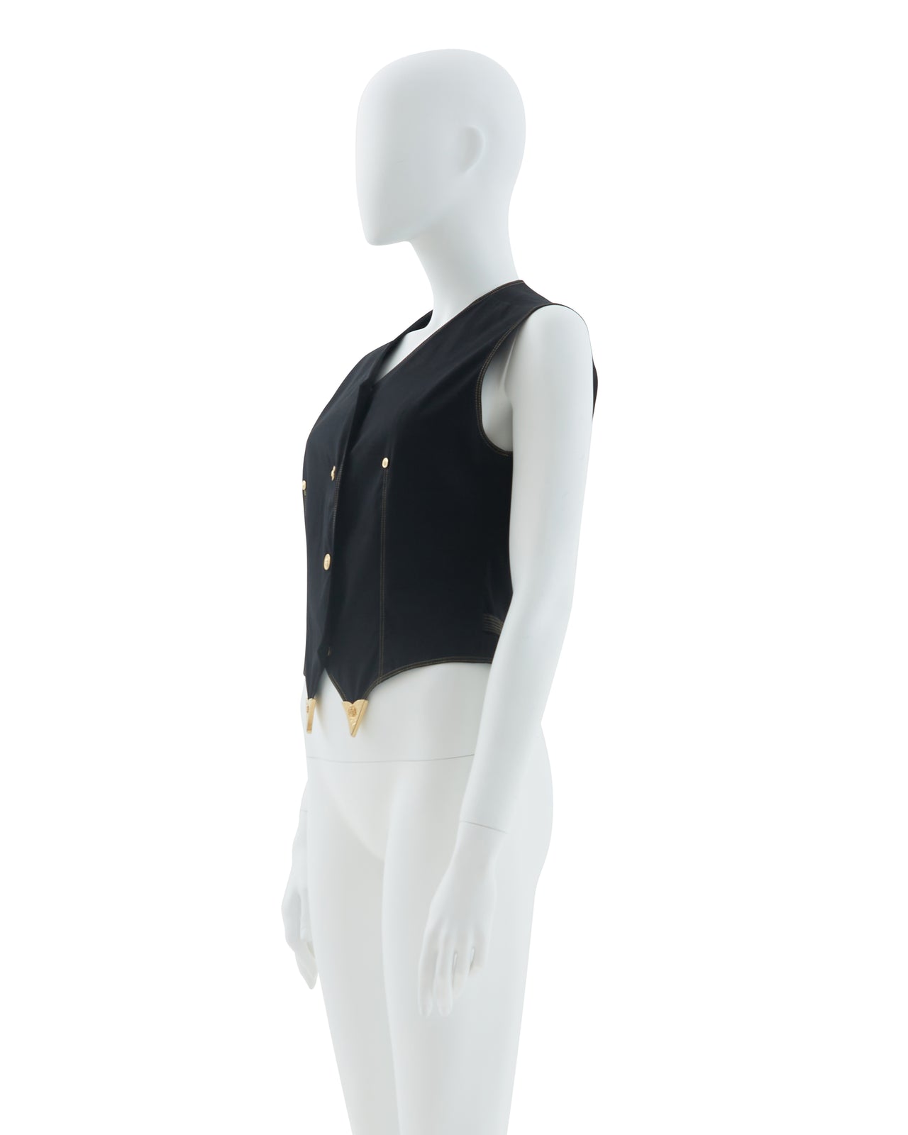 Versus by Gianni Versace F/W 1992 Gold medusa logo black western style button up vest