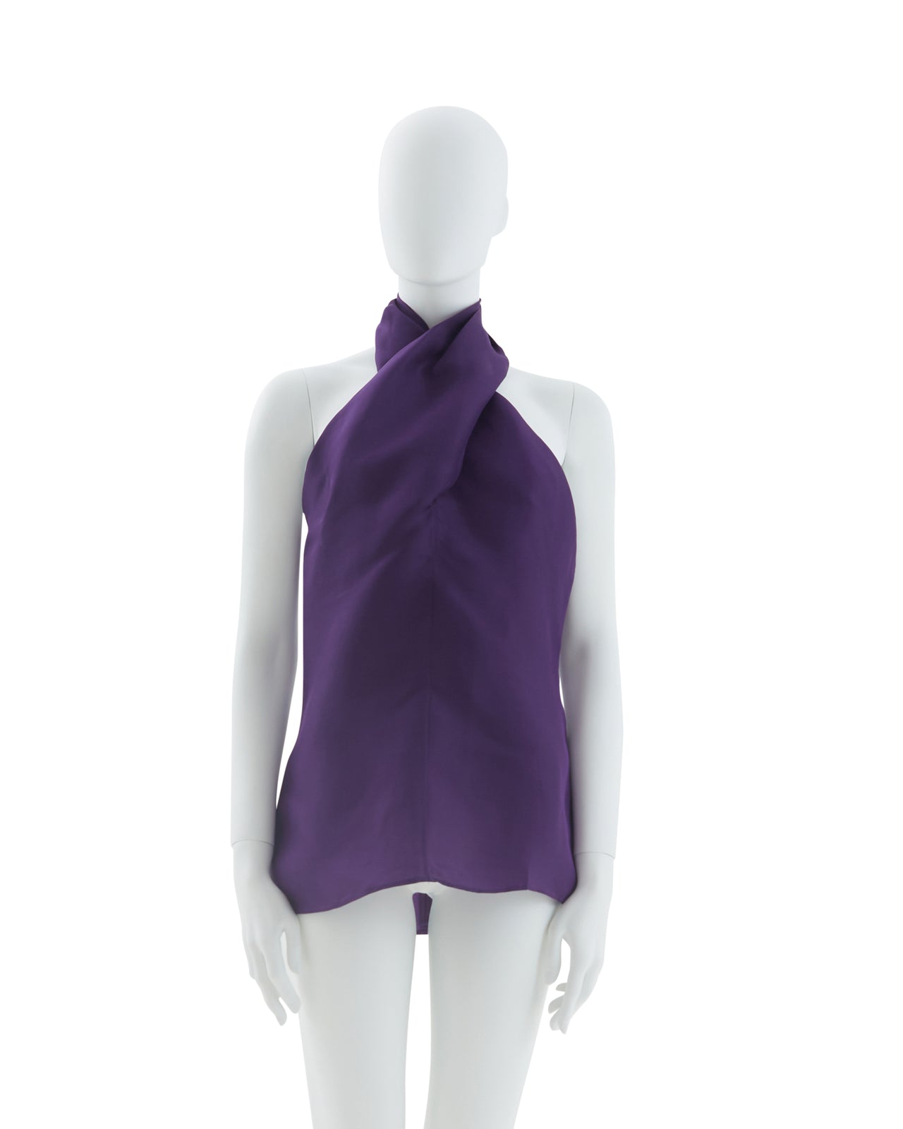 Yves Saint Laurent S/S 2012 Purple halter neck silk top