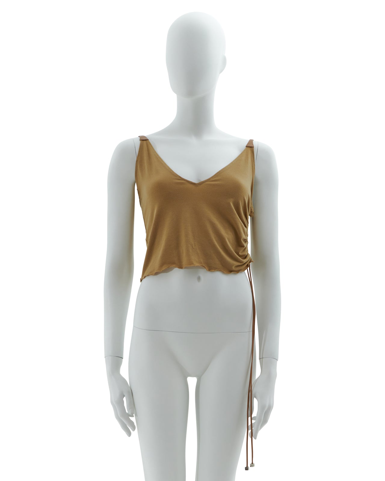 Fendi Early 2000s Camel sleeveless drawstring cropped top