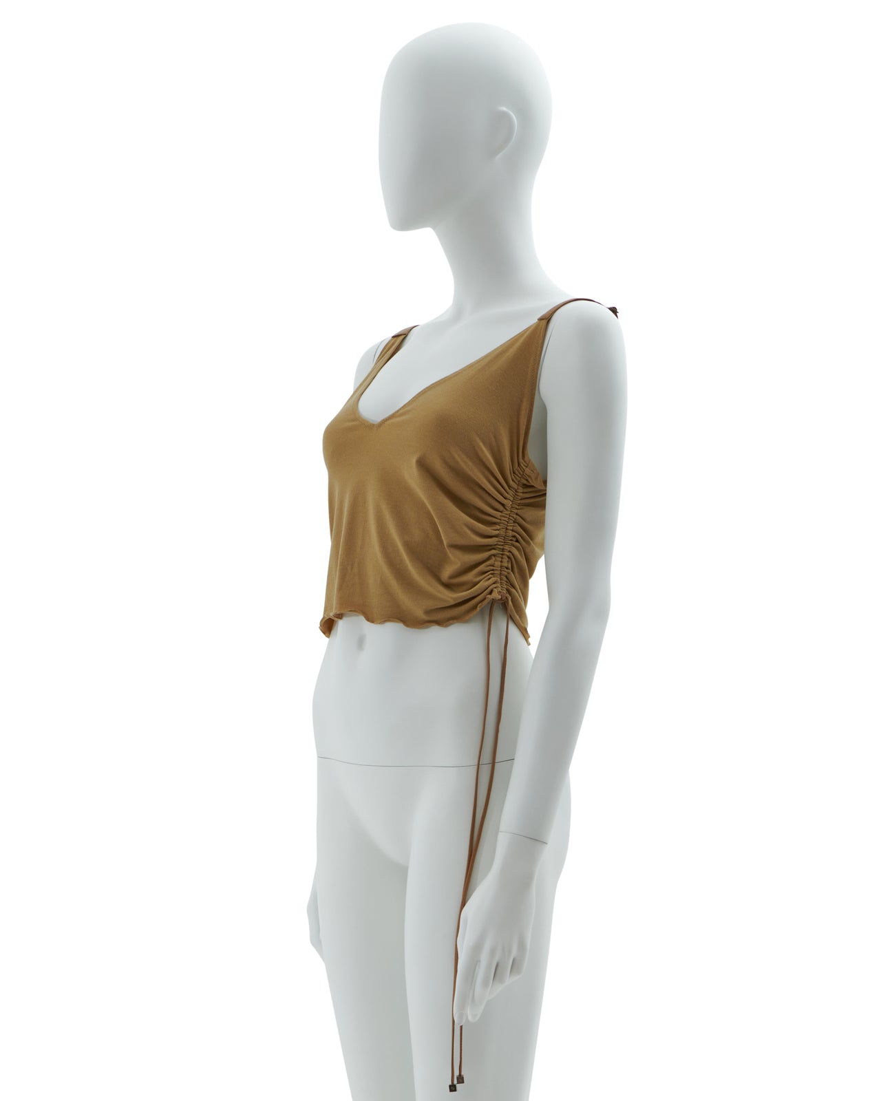 Fendi Early 2000s Camel sleeveless drawstring cropped top