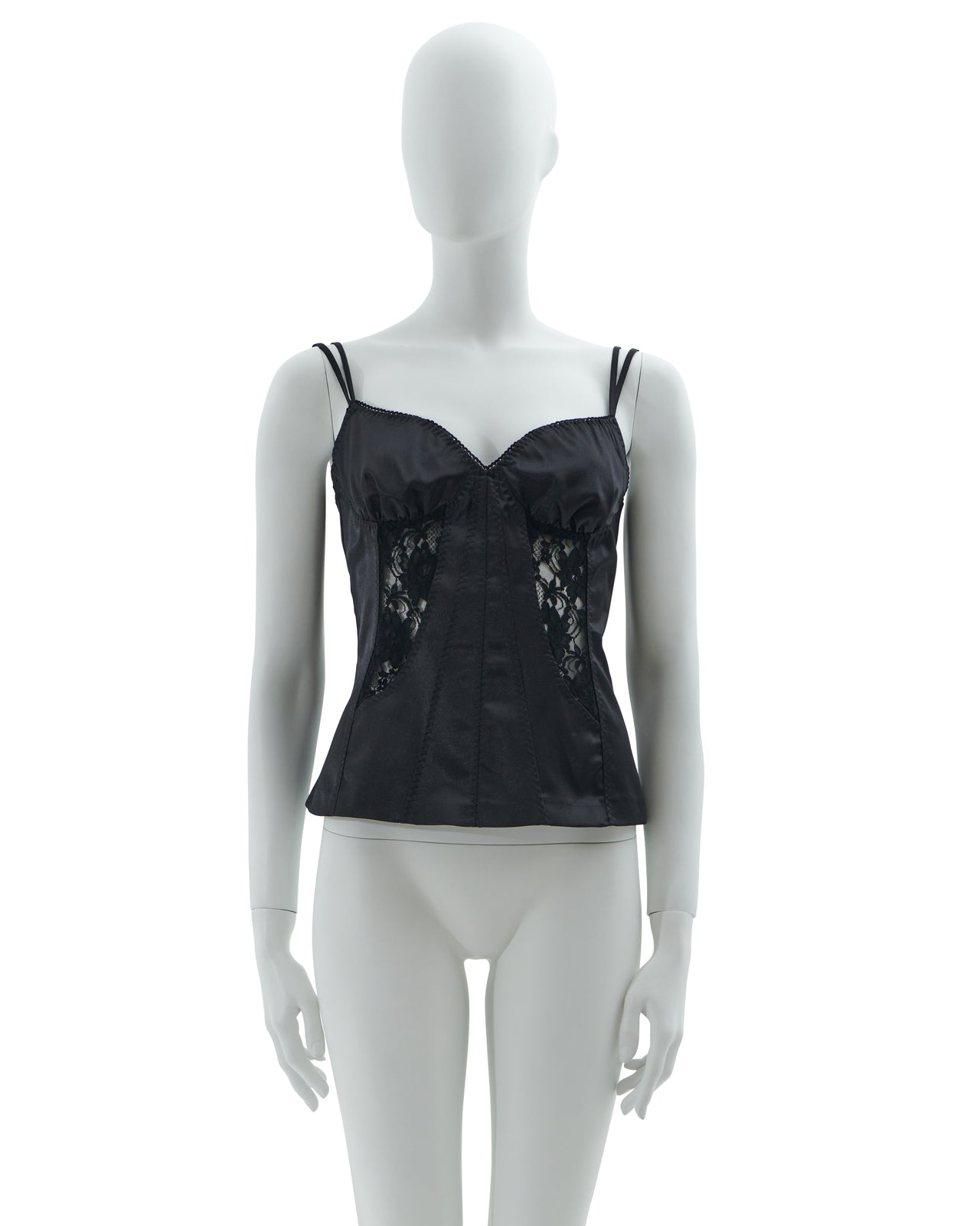 D&G Early 2000s Black satin&lace bustier