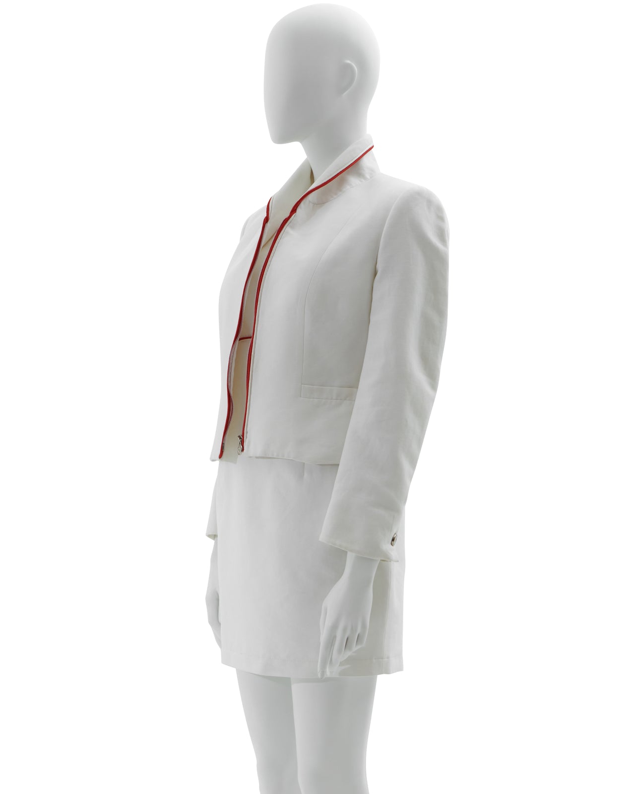 Versus by Gianni Versace Early 1990s White cotton dress and crop jacket set