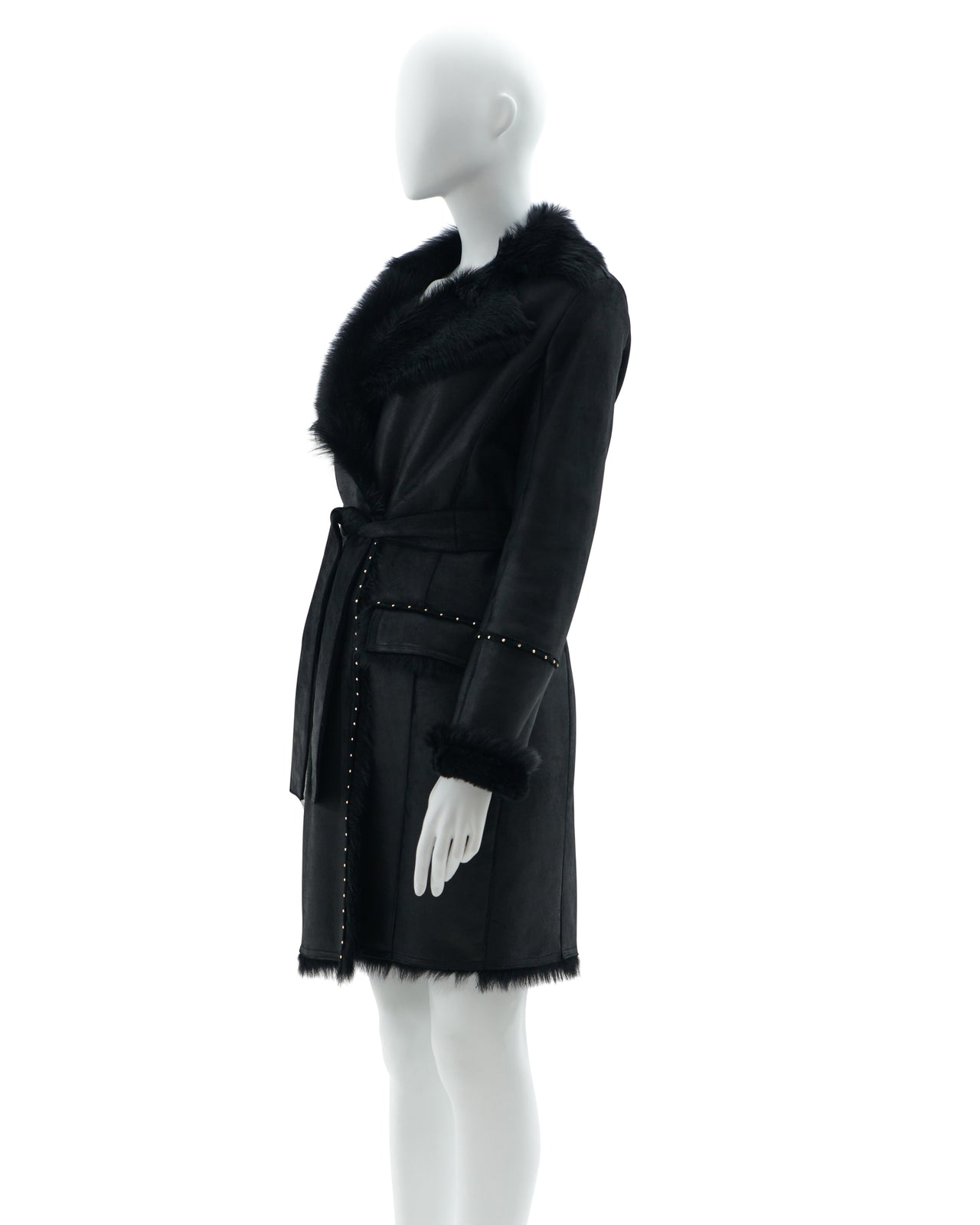 Roberto Cavalli F/W 2010 Black sheepskin stud coat