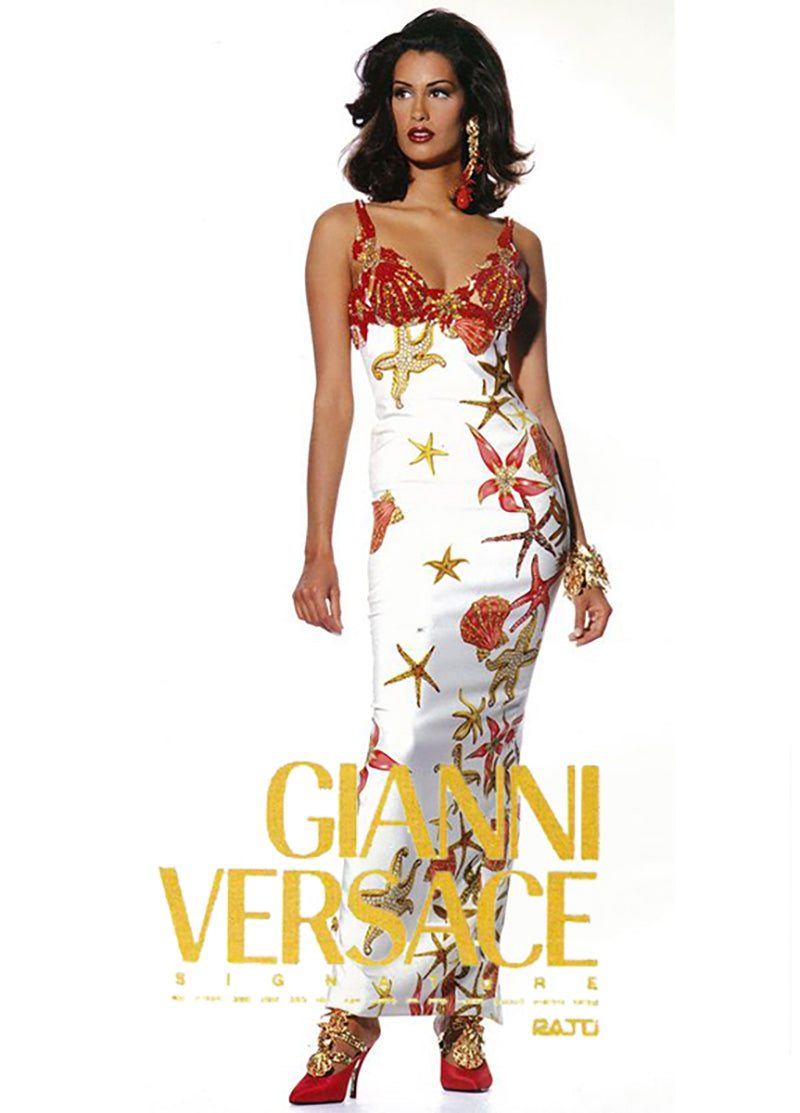 Gianni Versace S/S 1992 Printed silk and beaded ‘Sea Shell’ evening dress