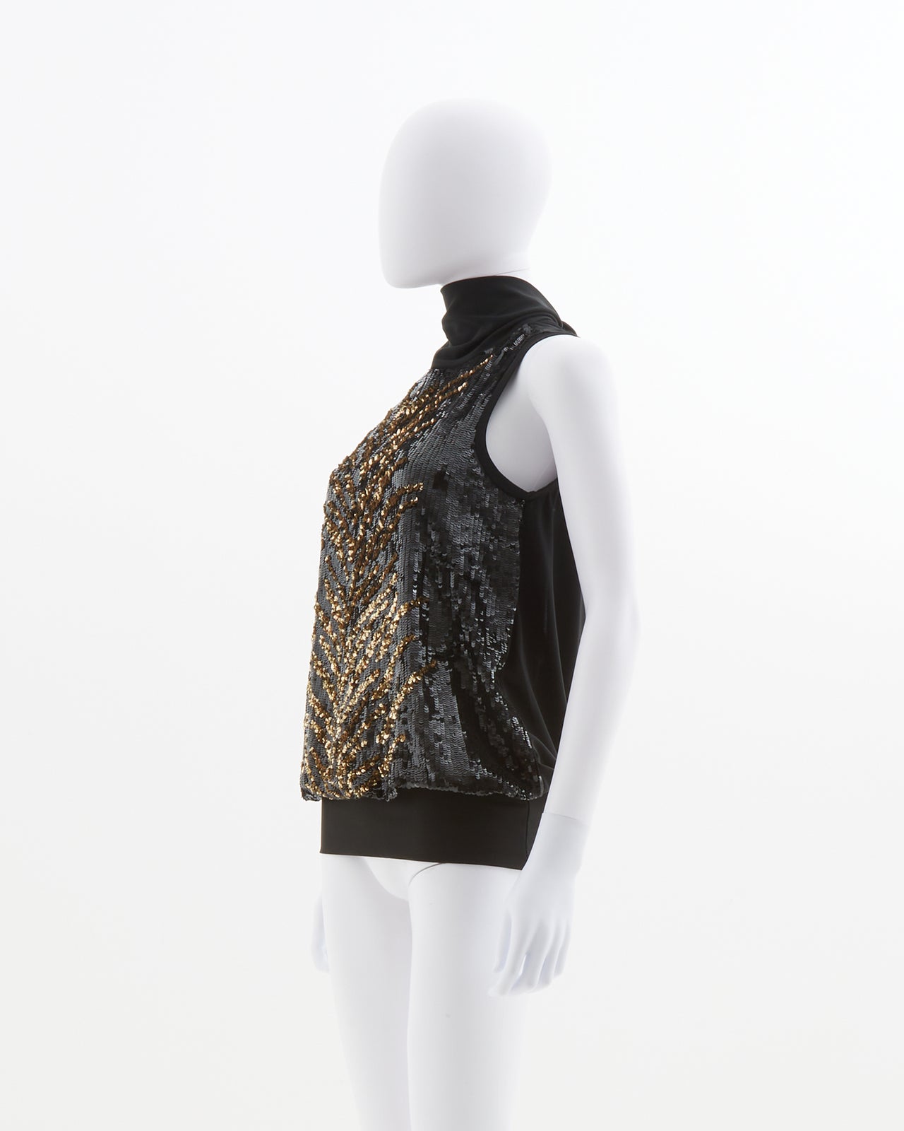 Valentino Black Silk Sequined Top