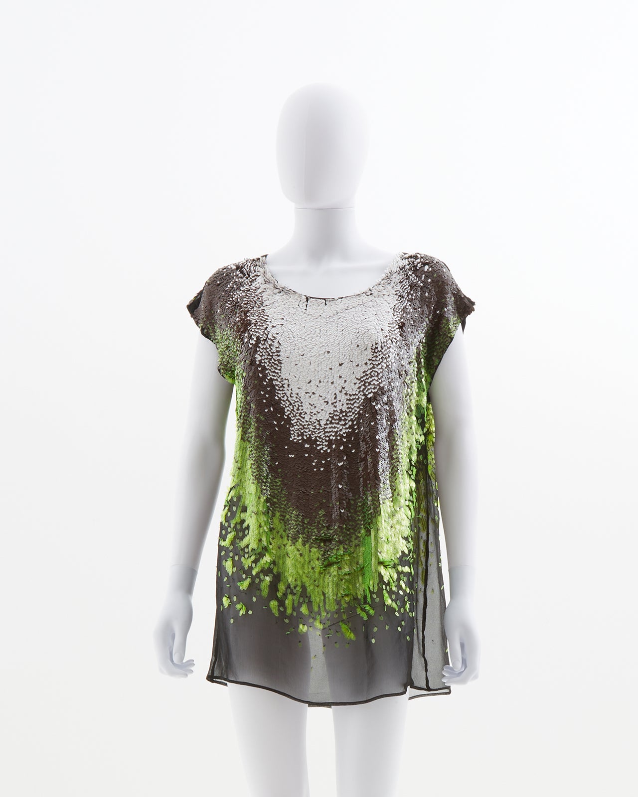 Fendi Black Silk Gradient Sequined Top