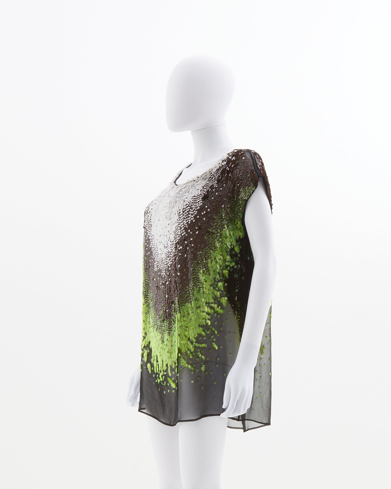 Fendi Black Silk Gradient Sequined Top