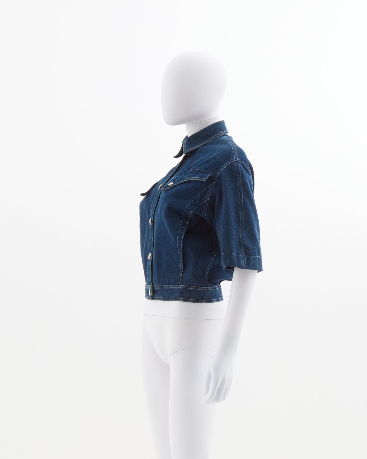 Thierry Mugler Crop Embroidered Denim Jacket