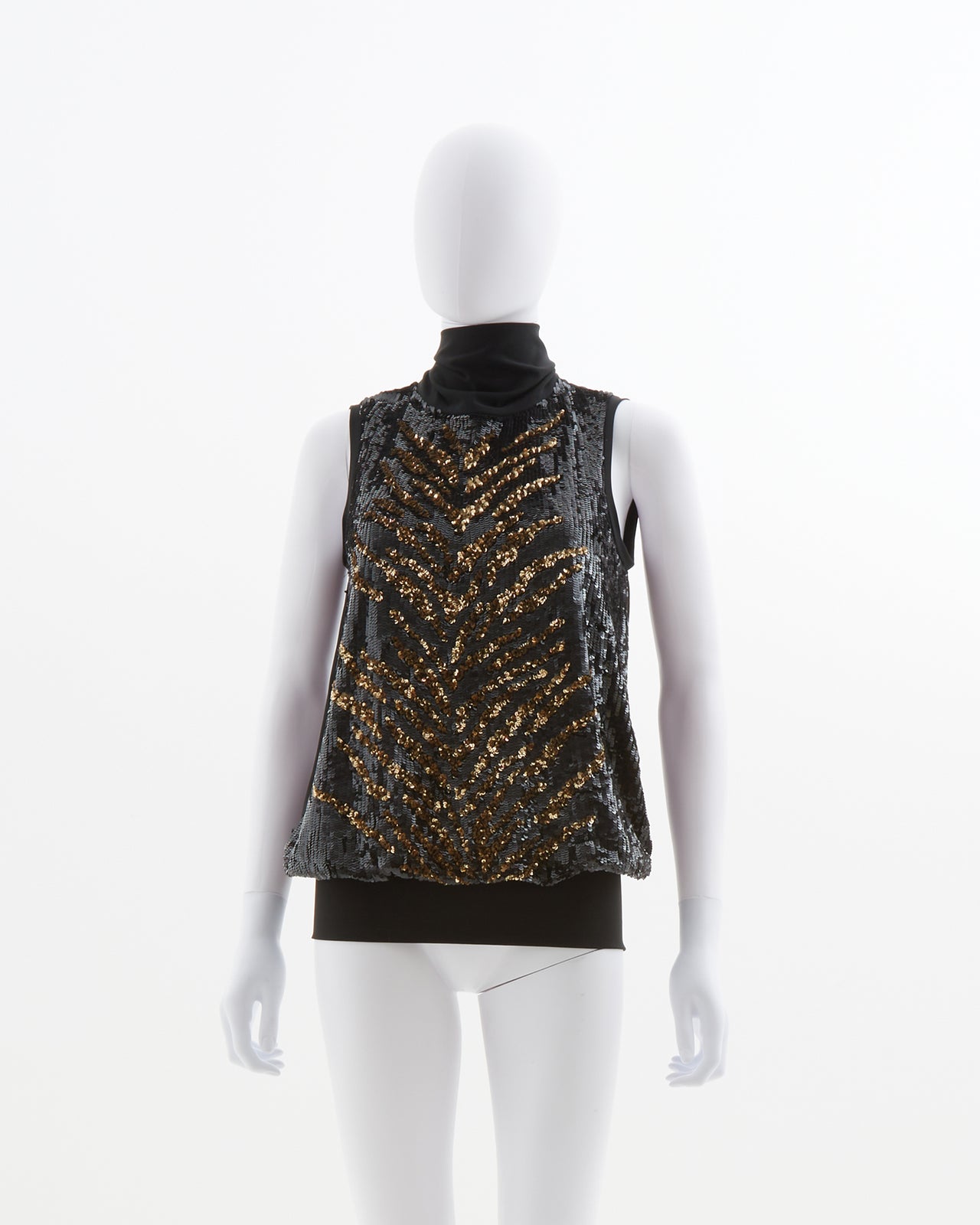 Valentino Black Silk Sequined Top