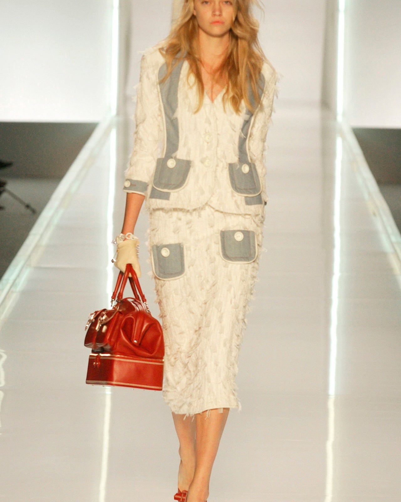 Christian Dior by John Galliano S/S 2005  Multipocket White Viscosa Skirt