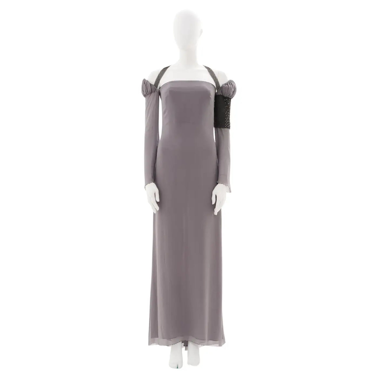 Gianni Versace Couture F/W 1998 Steel grey silk and chainmail evening dress